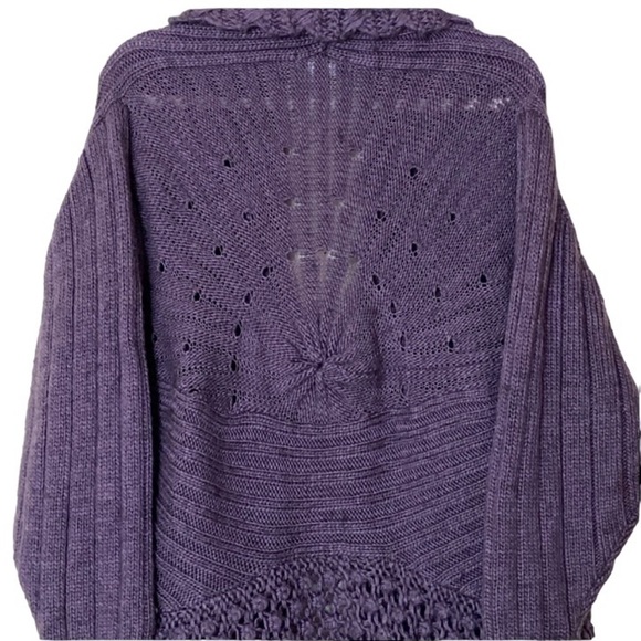 Roz & Ali Purple Crochet Wool Cocoon Cardigan Sweater Plus Size 22/24 - Picture 3 of 8